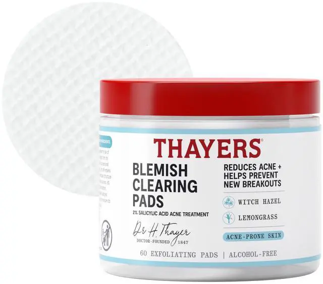 Main image of Blemish Clearing Acne Pads, Salicylic Acid Acne Treatment for Face, Pore Reducing, Exfoliating, and Soothing Skincare, Witch Hazel Toner Pads, 60 Ct