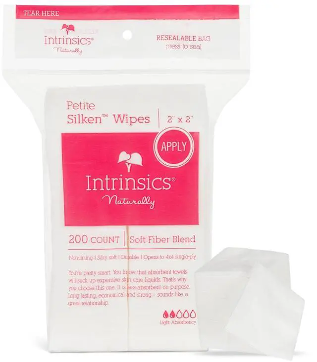 Main image of Petite Silken 2x2 Esthetic Wipes (200 Count) | 4-Ply Premium Lint-Free Facial Wipes & Cotton Pads for Face | Low-Absorbency Face Pads for Toner & Makeup Removal