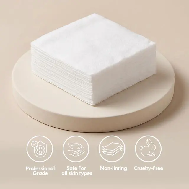 Alt view image 5 of 6 - Petite Silken 2x2 Esthetic Wipes (200 Count) | 4-Ply Premium Lint-Free Facial Wipes & Cotton Pads for Face | Low-Absorbency Face Pads for Toner & Makeup Removal
