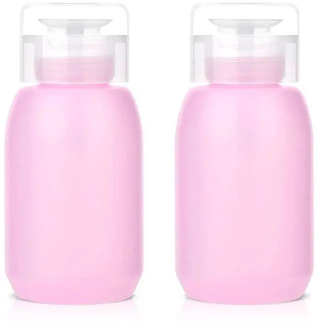 Main image of Acetone Push Down Pump Dispenser, 200ml 2-Pack Nail Polish Remover | Acetone Safe,Lockable Pump Bottle, Leak Proof, One-Touch Pump , BPA-Free, for Alcohol, Toner, Makeup Remover,Anti-Deformation
