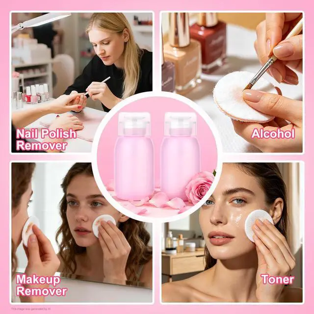 Alt view image 6 of 7 - Acetone Push Down Pump Dispenser, 200ml 2-Pack Nail Polish Remover | Acetone Safe,Lockable Pump Bottle, Leak Proof, One-Touch Pump , BPA-Free, for Alcohol, Toner, Makeup Remover,Anti-Deformation