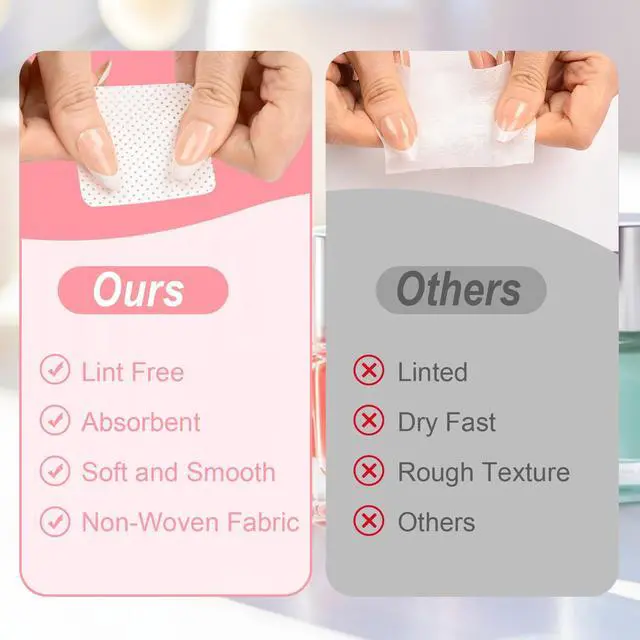 Alt view image 3 of 7 - Nail Polish Remover, Lint Free Nail Wipes 540PCS Acetone Nail Polish Remover Wipes, Super Absorbent Soft Nail Wipes for and Eyelash Extension Wipes(Dry Pads) | Super Absorbent Soft Nail Wipes