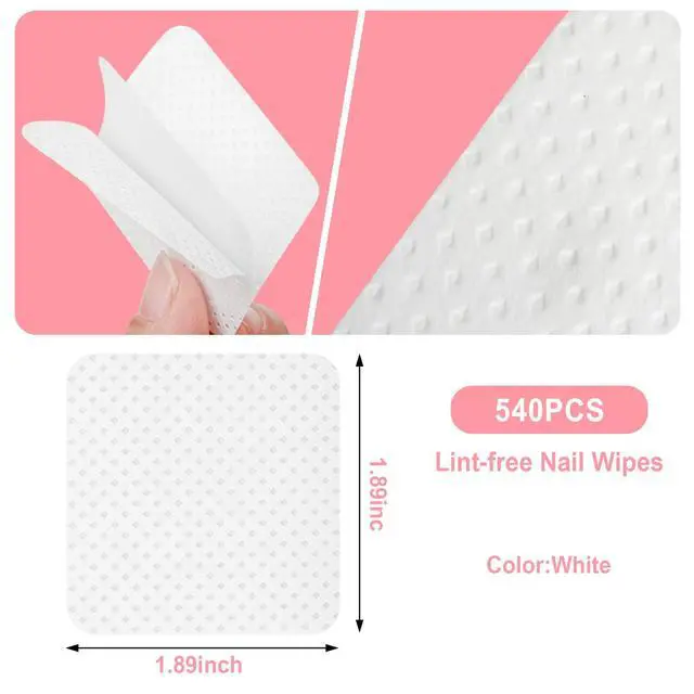 Alt view image 5 of 7 - Nail Polish Remover, Lint Free Nail Wipes 540PCS Acetone Nail Polish Remover Wipes, Super Absorbent Soft Nail Wipes for and Eyelash Extension Wipes(Dry Pads) | Super Absorbent Soft Nail Wipes