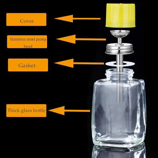 Alt view image 3 of 5 - 6 Oz/ 180ml Glass Push Down Pump Dispenser Bottle With Cap Push Down Glass Empty Pump Dispenser for Alcohol Makeup Clear Refillable Bottle Hand Pumping Press Container (1pcs - Square Shaped)