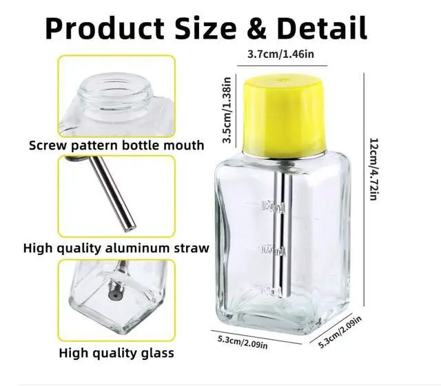 Alt view image 4 of 5 - 6 Oz/ 180ml Glass Push Down Pump Dispenser Bottle With Cap Push Down Glass Empty Pump Dispenser for Alcohol Makeup Clear Refillable Bottle Hand Pumping Press Container (1pcs - Square Shaped)