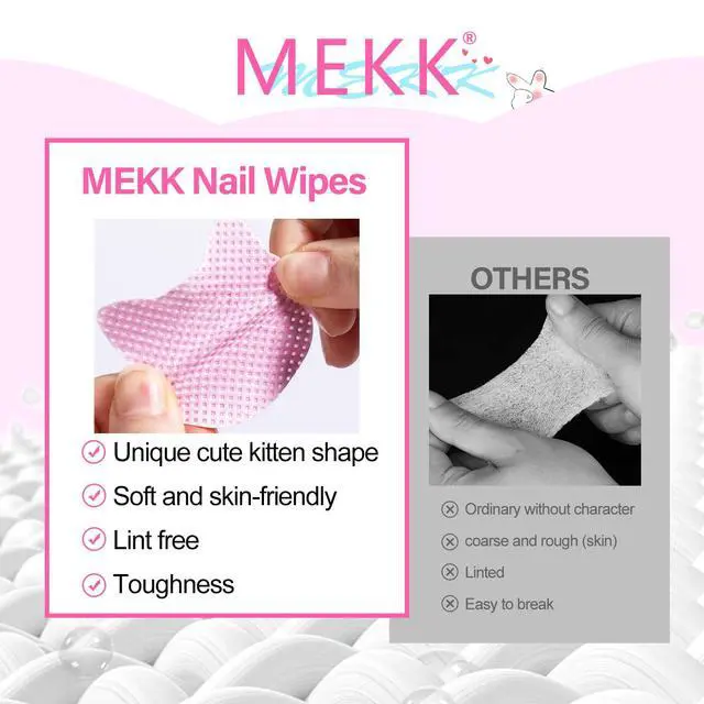 Alt view image 4 of 7 - Lint Free Nail Wipes 400PCS with 200ml Acetone Pump Dispenser Set | Cat-shaped no lint nail wipes, No Rust Push Down pump dispenser for acetone, alcohol, nail polish remover
