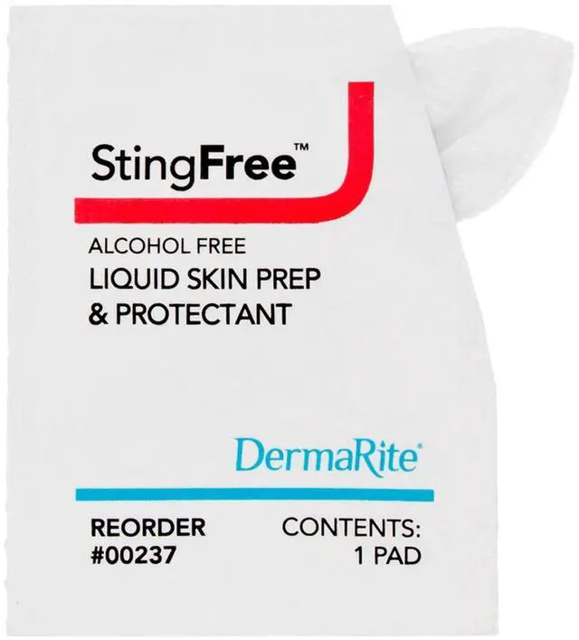 Alt view image 3 of 5 - StingFree, Non-Sterile, 1 pk | Liquid Skin Prep and Shield, Alcohol-Free Wipes, Shields from Body Fluids, Adhesives and Friction, Individually Wrapped