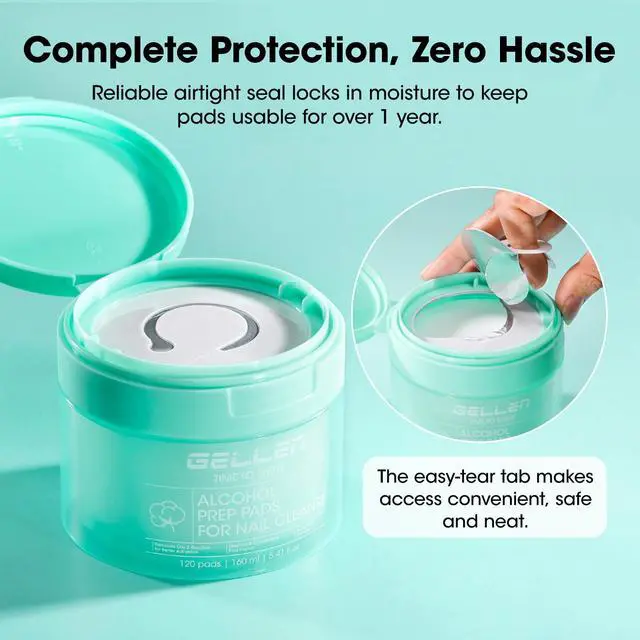 Alt view image 5 of 7 - Nail Prep Wipes, Lint Free Alcohol Pads, Pre-Moistened in Jar | Large Size Dual-Textured Gel Cleanser, 120 Pcs Wipes Remove Tacky Residue, Prep UV/LED Gel Polish, Acrylic & Press-On Nails
