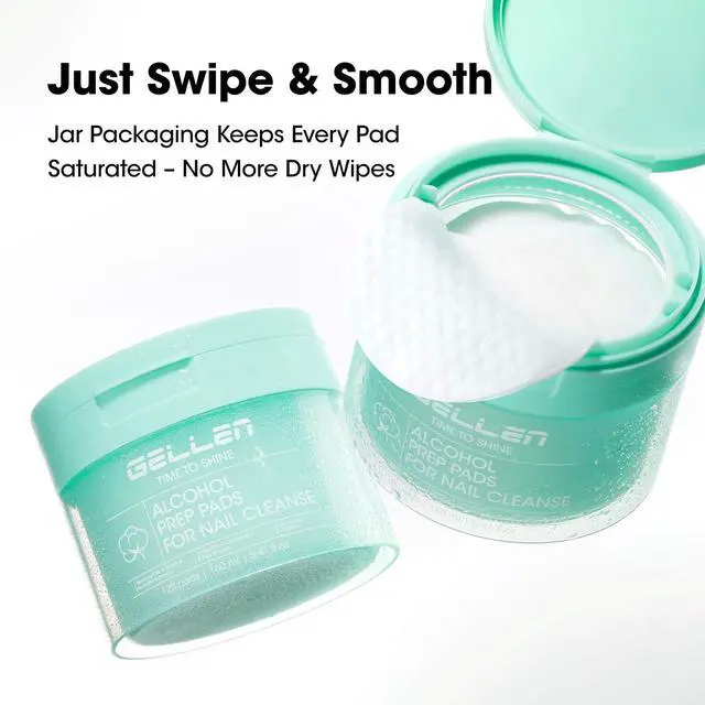 Alt view image 3 of 7 - Nail Prep Wipes, Lint Free Alcohol Pads, Pre-Moistened in Jar | Large Size Dual-Textured Gel Cleanser, 120 Pcs Wipes Remove Tacky Residue, Prep UV/LED Gel Polish, Acrylic & Press-On Nails