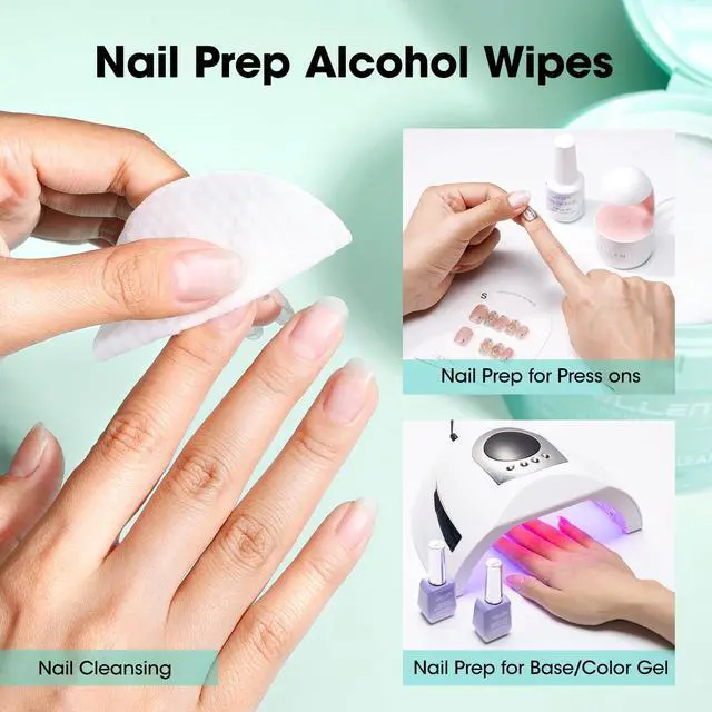 Alt view image 7 of 7 - Nail Prep Wipes, Lint Free Alcohol Pads, Pre-Moistened in Jar | Large Size Dual-Textured Gel Cleanser, 120 Pcs Wipes Remove Tacky Residue, Prep UV/LED Gel Polish, Acrylic & Press-On Nails