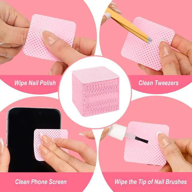 Alt view image 3 of 7 - 1080PCS Lint Free Nail Wipes with Pump Dispenser | Gel Nail Polish Remover Pads Soft Non-woven Nail Wipes for Nail Polish Remove and Acrylic Nail Supplies,Pink