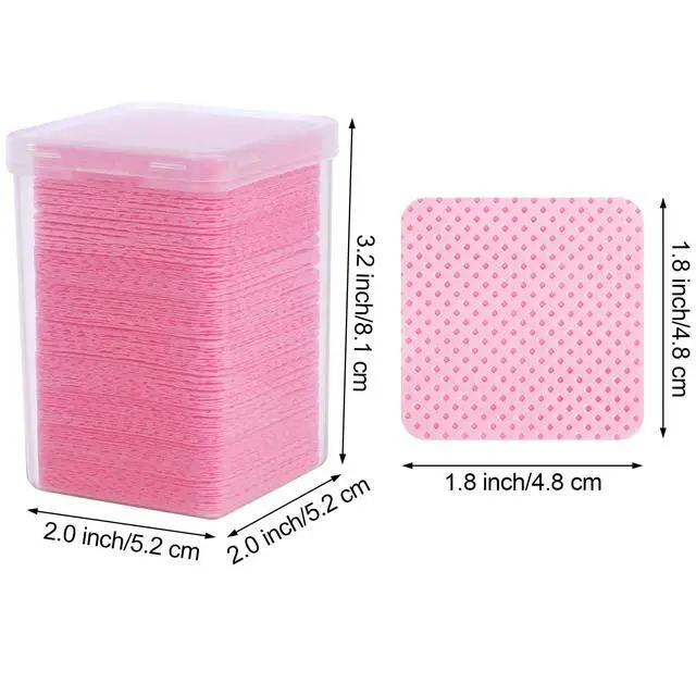 Alt view image 2 of 7 - 200 Pieces Nail Cotton Pads,1 Pull-Down Pump Dispenser Bottle, Super Absorbent Soft Non-Woven Eyelash Glue Wipes, Nail Polish dehumidifier for Eyelash Extension Products and Nail Oil Bottle (Pink)