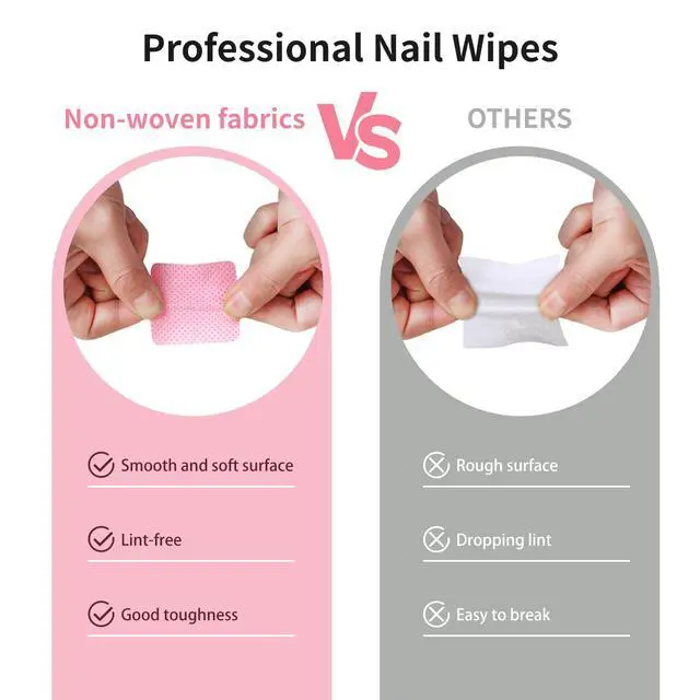 Alt view image 4 of 7 - 200 Pieces Nail Cotton Pads,1 Pull-Down Pump Dispenser Bottle, Super Absorbent Soft Non-Woven Eyelash Glue Wipes, Nail Polish dehumidifier for Eyelash Extension Products and Nail Oil Bottle (Pink)