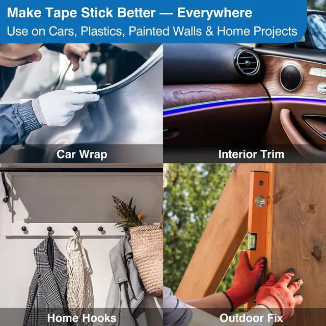 Alt view image 6 of 6 - 20PCS Adhesion Promoter Wipes + 20PCS Alcohol Prep Pads | Boost Tape Bond Strength on Plastic, Car Trim, Vinyl Wrap, Surface Cleaner & Primer Kit for Acrylic Tape, Foil Ziplock Packed