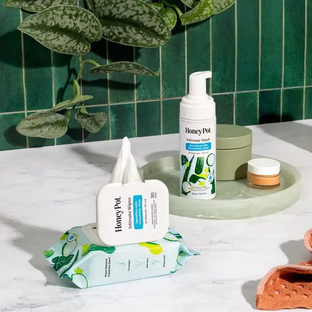 Alt view image 7 of 7 - - Feminine Wipes - Sensitive w/Cucumber Aloe | pH Balancing, Herbal Infused Plant-Based Feminine Care for Sensitive Skin - Feminine Hygiene Products for Women - 30ct