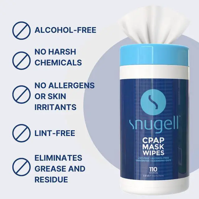 Alt view image 5 of 5 - Unscented CPAP Mask Wipes 110 Count 100% Soft Cotton Lint & Alcohol-Free Skin-Safe Formula with Aloe Vera Easy-to-Open Canister Perfect for Cleaning CPAP Masks, Tubes, and Devices
