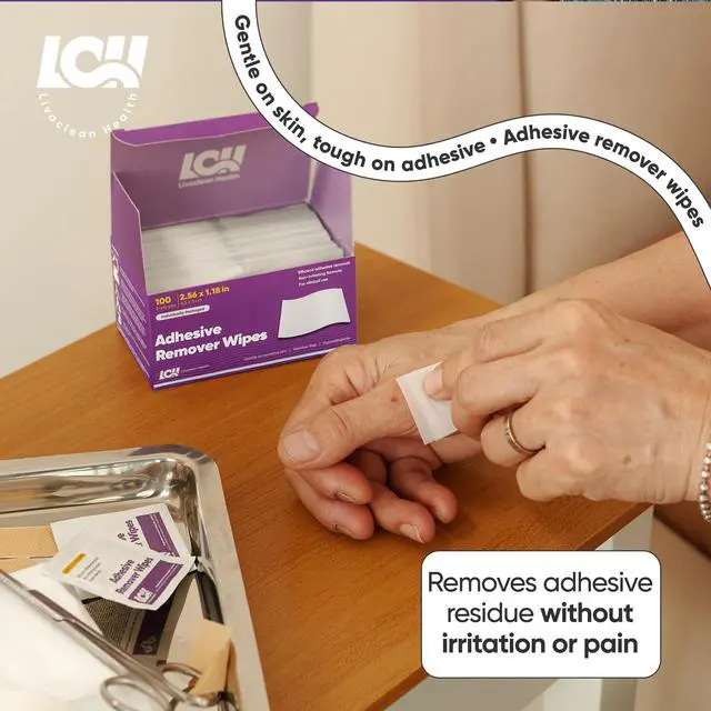 Alt view image 4 of 6 - 100 CT Adhesive Remover Wipes Strong & Effective Skin Adhesive Remover 2 Ply 2.56x1.18in (6.5x3cm) Medical Adhesive Remover for Bandage, Tape, Dressings, and Ostomy Residue - By