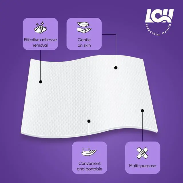 Alt view image 5 of 6 - 100 CT Adhesive Remover Wipes Strong & Effective Skin Adhesive Remover 2 Ply 2.56x1.18in (6.5x3cm) Medical Adhesive Remover for Bandage, Tape, Dressings, and Ostomy Residue - By
