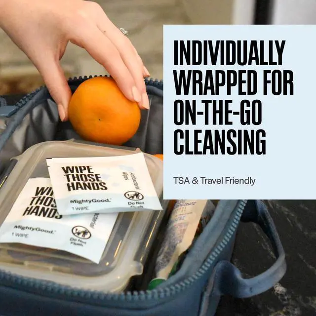 Alt view image 3 of 7 - Wipe Those Hands On-The-Go Hand Sanitizing Wipes, 1 Pack of 30, Unscented | Individually Wrapped Travel Wipes, Alcohol-Free, Fragrance-Free, Kills Germs Fast, Travel Essentials