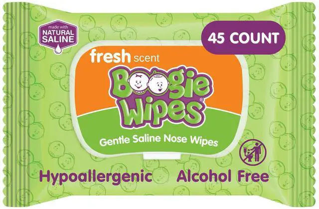 Main image of Saline Nose Wipes Fresh Scent - 45 Count | Hypoallergenic & Alcohol-Free, Allergy Relief, Made with Natural Saline, Aloe, Chamomile & Vitamin E, Diaper Bag Essential