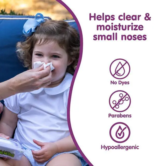 Alt view image 5 of 7 - Saline Nose Wipes Fresh Scent - 45 Count | Hypoallergenic & Alcohol-Free, Allergy Relief, Made with Natural Saline, Aloe, Chamomile & Vitamin E, Diaper Bag Essential