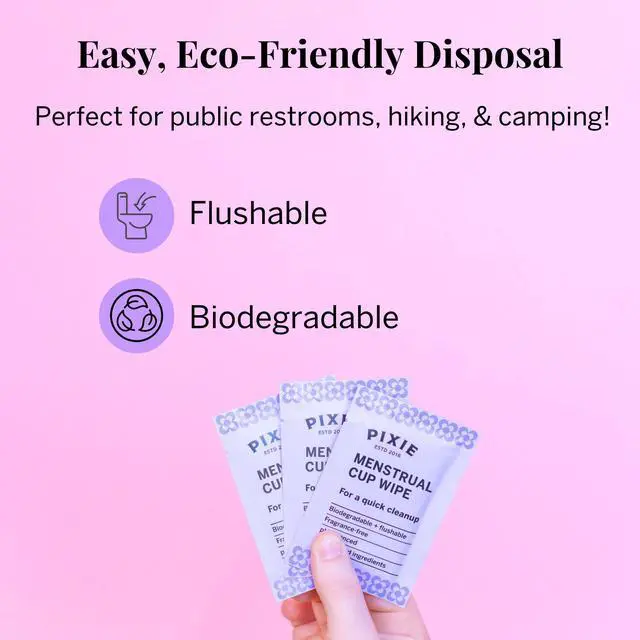 Alt view image 6 of 7 - Wipes - Flushable, Biodegradable, & Ph Balanced - Individually Wrapped Packet Wipes for On The Go & Public Bathrooms - Wash & Cleaner For Your Menstrual Cups & Discs (1 Pack of 20)