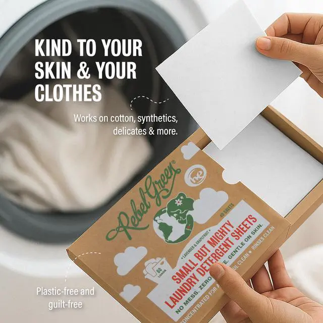 Alt view image 3 of 7 - Small But Mighty Laundry Detergent Sheets | Enzyme Powered Laundry Solution, 32 Pre-Measured Washing Machine Sheets for 64 Loads, Unscented
