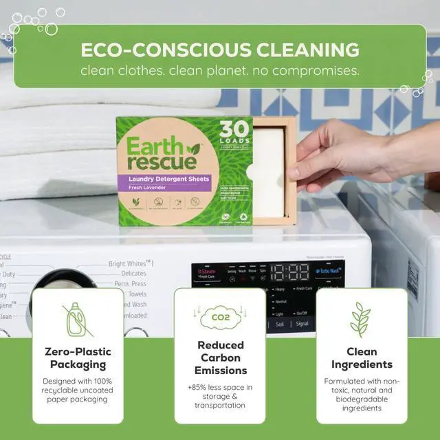 Alt view image 4 of 6 - Laundry Detergent Sheets - Up To 60 Loads (30 Sheets) - Ultra Concentrated Liquidless Dry Laundry Detergent, Ideal For Sensitive Skin, Eco Friendly, Plastic Free - Fresh Lavender