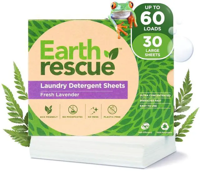 Main image of Laundry Detergent Sheets - Up To 60 Loads (30 Sheets) - Ultra Concentrated Liquidless Dry Laundry Detergent, Ideal For Sensitive Skin, Eco Friendly, Plastic Free - Fresh Lavender