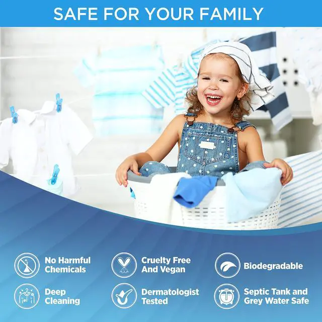 Alt view image 6 of 7 - Non-Toxic Plastic-Free Packaging Natural Laundry Detergent Sheets Unscented 32 counts, Fragrance Free, Eco Friendly Hypoallergenic Biodegradable Laundry Strips Travel Laundry Soap Sheets