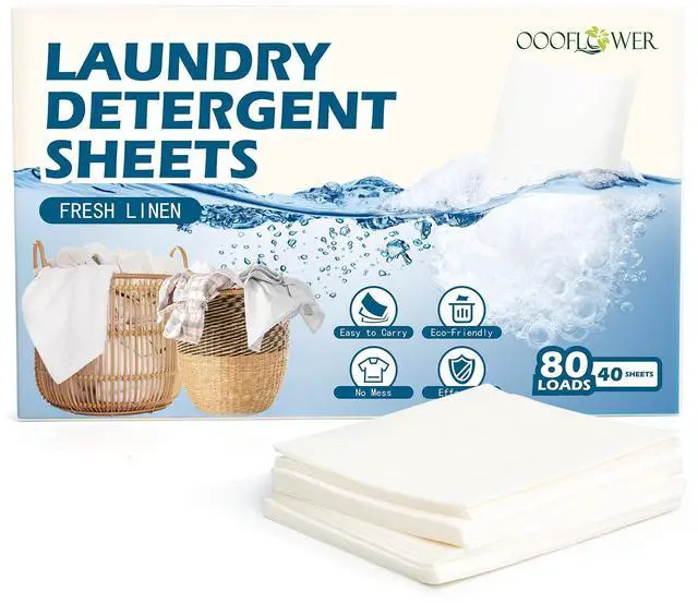 Main image of Laundry Detergent Sheets-40 Sheets,Fresh Linen | Up to 80 Loads, Compact Washing Strips, Plastic-Free Liquidless,Gentle on Sensitive Skin,Space-Saving for Home Travel Camping