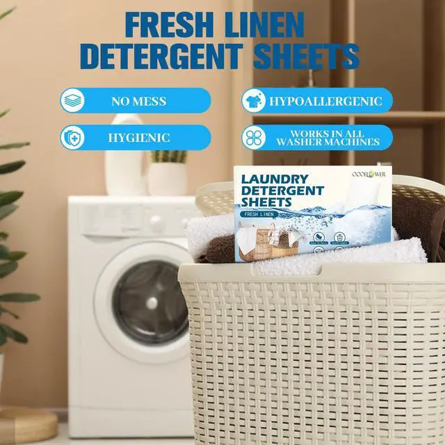 Alt view image 3 of 7 - Laundry Detergent Sheets-40 Sheets,Fresh Linen | Up to 80 Loads, Compact Washing Strips, Plastic-Free Liquidless,Gentle on Sensitive Skin,Space-Saving for Home Travel Camping