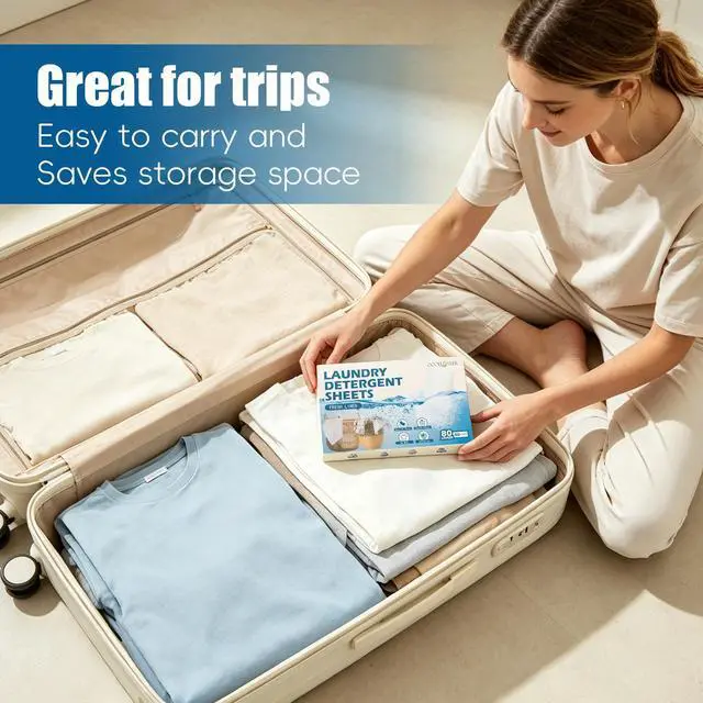 Alt view image 7 of 7 - Laundry Detergent Sheets-40 Sheets,Fresh Linen | Up to 80 Loads, Compact Washing Strips, Plastic-Free Liquidless,Gentle on Sensitive Skin,Space-Saving for Home Travel Camping