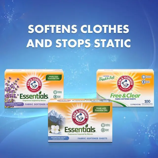 Alt view image 4 of 7 - ARM & HAMMER Fabric Softener Dryer Sheets, Mountain Rain, 144 Count | Softens Clothes, Reduces Static Cling, Essential Oil Infused, Fresh Mountain Rain Scent