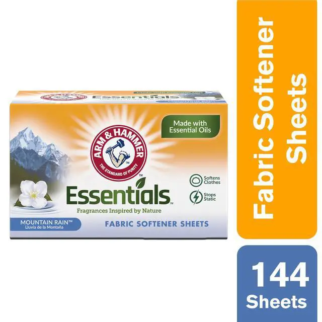 Alt view image 2 of 7 - ARM & HAMMER Fabric Softener Dryer Sheets, Mountain Rain, 144 Count | Softens Clothes, Reduces Static Cling, Essential Oil Infused, Fresh Mountain Rain Scent