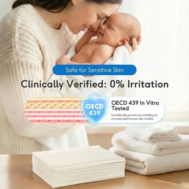 Alt view image 3 of 7 - Sensitive Skin Laundry Detergent Sheets, 100 Loads, 50 Count | Hypoallergenic, Fragrance-Free, Gentle Formula for Baby Clothes, Travel & Dorm Essentials