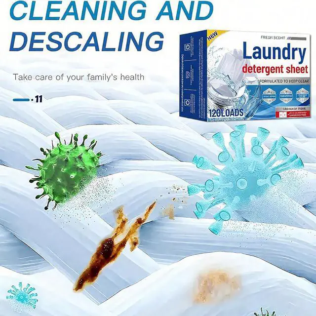 Alt view image 3 of 7 - Laundry Sheets, 60 Count | 120 Loads for Travel & Home | Eco-Friendly, Plastic-Free, Biodegradable | Ultra Concentrated, Hypoallergenic & HE Safe | Fresh Scent, Stain Fighter