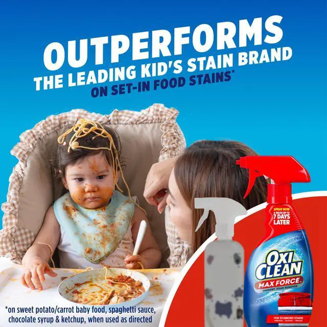 Alt view image 5 of 7 - Max Force Laundry Stain Treater Spray, 12 Fl Oz (Pack of 3) | Spray Now Wash Later, Kids and Baby Stain Remover, Fights Baby Food & Juice Stains, Color-Safe, Bleach-Free