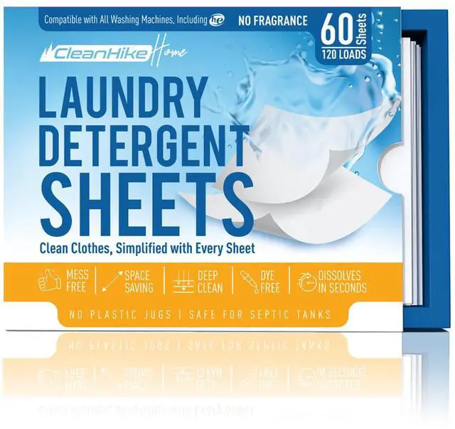 Main image of Laundry Detergent Sheets Free & Clear, Fragrance Free, 120 Loads | Laundry detergent sheets, Free & clear, Fragrance free, Dye free, 120 loads, Liquidless, For all washing machines