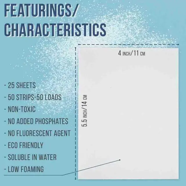 Alt view image 4 of 6 - Laundry Detergent Sheets - 50 Strips (25 Sheets) | Earth Friendly Fresh Scent Plastic Free Travel Laundry Soap
