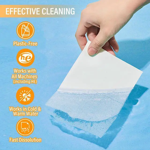 Alt view image 3 of 7 - Laundry Detergent Sheets 200 Loads Citrus Scent Laundry Soap Sheets Compact Lightweight Liquidless Biodegradable Plastic Free Alternative to Liquid & Powder Detergent