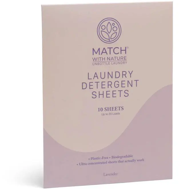 Main image of Travel Laundry Detergent Sheets 10 Pre-Measured Loads, Dissolves Completely Plastic-Free, Biodegradable Formula Machine-Ready, Compact, TSA Carry-On Friendly Lavender