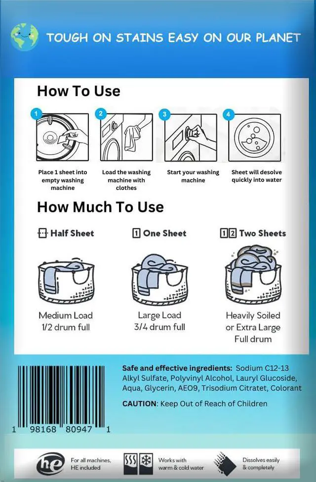 Alt view image 2 of 6 - Laundry Detergent Sheets - Fragrance Free - 30 Sheets - 60 Loads | No Plastic Jug - Liquidless Technology - Eco-Friendly