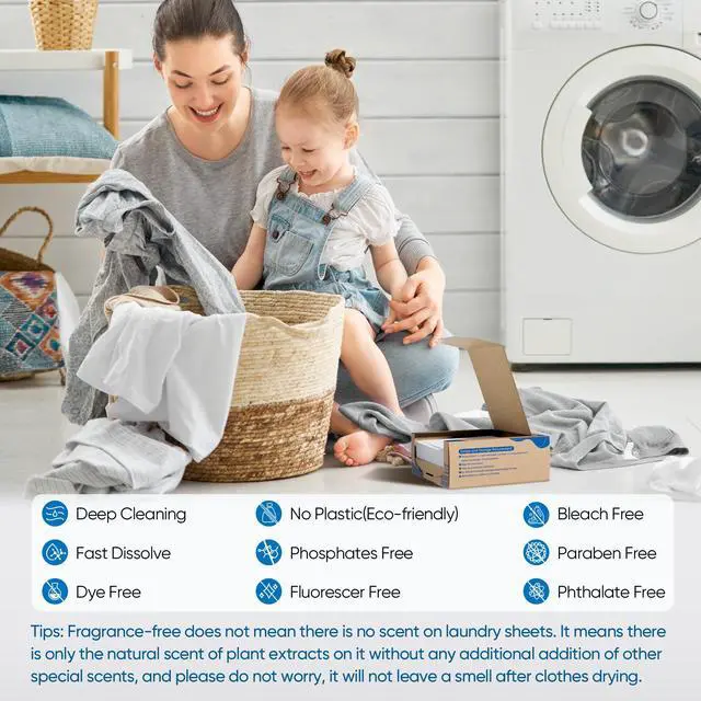 Alt view image 2 of 7 - Laundry Detergent Sheets 300 Loads Travel Washer Strips, Unscented | Fragrance Free Eco-friendly Clothes Washing Detergent Sheets Plastic-Free Liquidless Laundry Strips Tablet