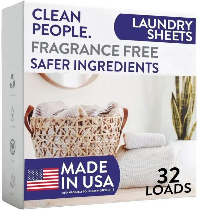 Main image of Fragrance Free Laundry Detergent Sheets - Laundry Soap - Ultra Concentrated, Recyclable Packaging, Stain Fighting - Fragrance Free, 32 Pack