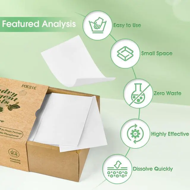 Alt view image 3 of 6 - Laundry Detergent Sheets Fragrance Free Non-Plastic Precut Zero Waste 160 Count Liquidless Washing Strips for Home Dorm Travel Camping Hiking Portable