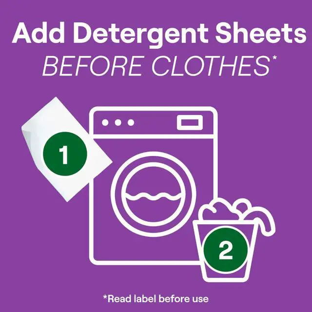 Alt view image 6 of 6 - Laundry Detergent Sheets, Up to 64 Loads, Fresh Lavender Scent, Removes Tough Stains, 0% Dyes and Artificial Fragrances, Safer for your family