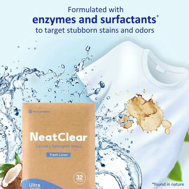 Alt view image 3 of 7 - Eco-friendly Laundry Detergent Sheets, Travel Size Liquidless Soap Sheets | No Mess & Space-Saving, Great For Travel, Apartments, Dorms | Fresh Linen Scent 32 Laundry Strips (32 Loads)