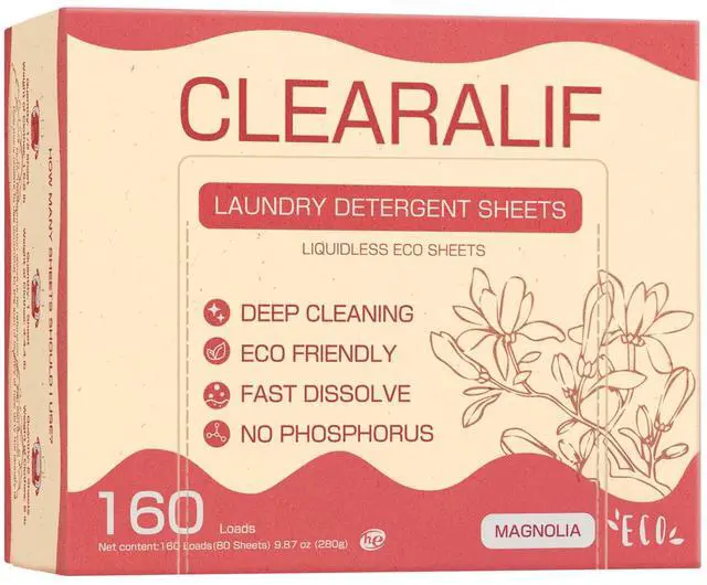 Main image of Laundry Detergent Sheets Up to 160 Loads, Magnolia - Great For Travel,Apartments, Dorms,Laundry Detergent Strips Eco Friendly & Hypoallergenic - 80 Sheets | Eco-Friendly & Hypoallergenic