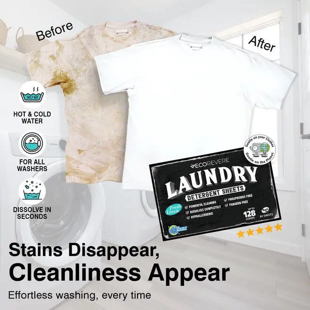 Alt view image 4 of 7 - Laundry Detergent Sheets - Eco Friendly Hypoallergenic for sensitive skin, Natural Plant Based Washer Sheets, Travel Laundry Detergent, Harsh Chemical Free Laundry Soap (64 cnt/ 128 Small Loads)